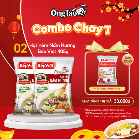  Combo Chay Tiện Lợi - 2 Hạt nêm Nấm Hương Bếp Việt 405g + 1 Bột ngọt JAMONO 400g 
