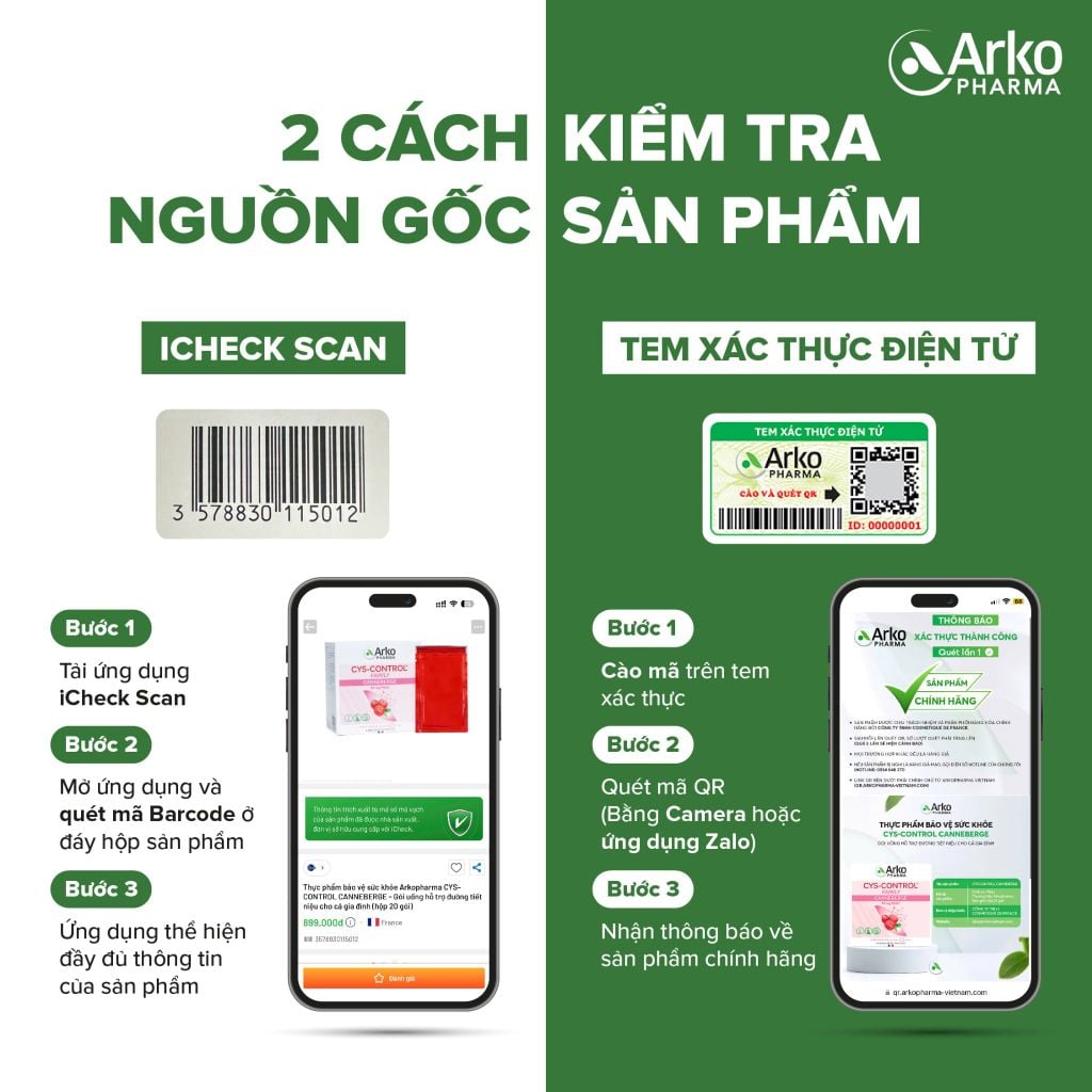 Gói uống hỗ trợ đường tiết niệu Pháp Arkopharma giúp giảm viêm đường tiết niệu-TPBVSK Cys-Control Canneberge (20 gói)
