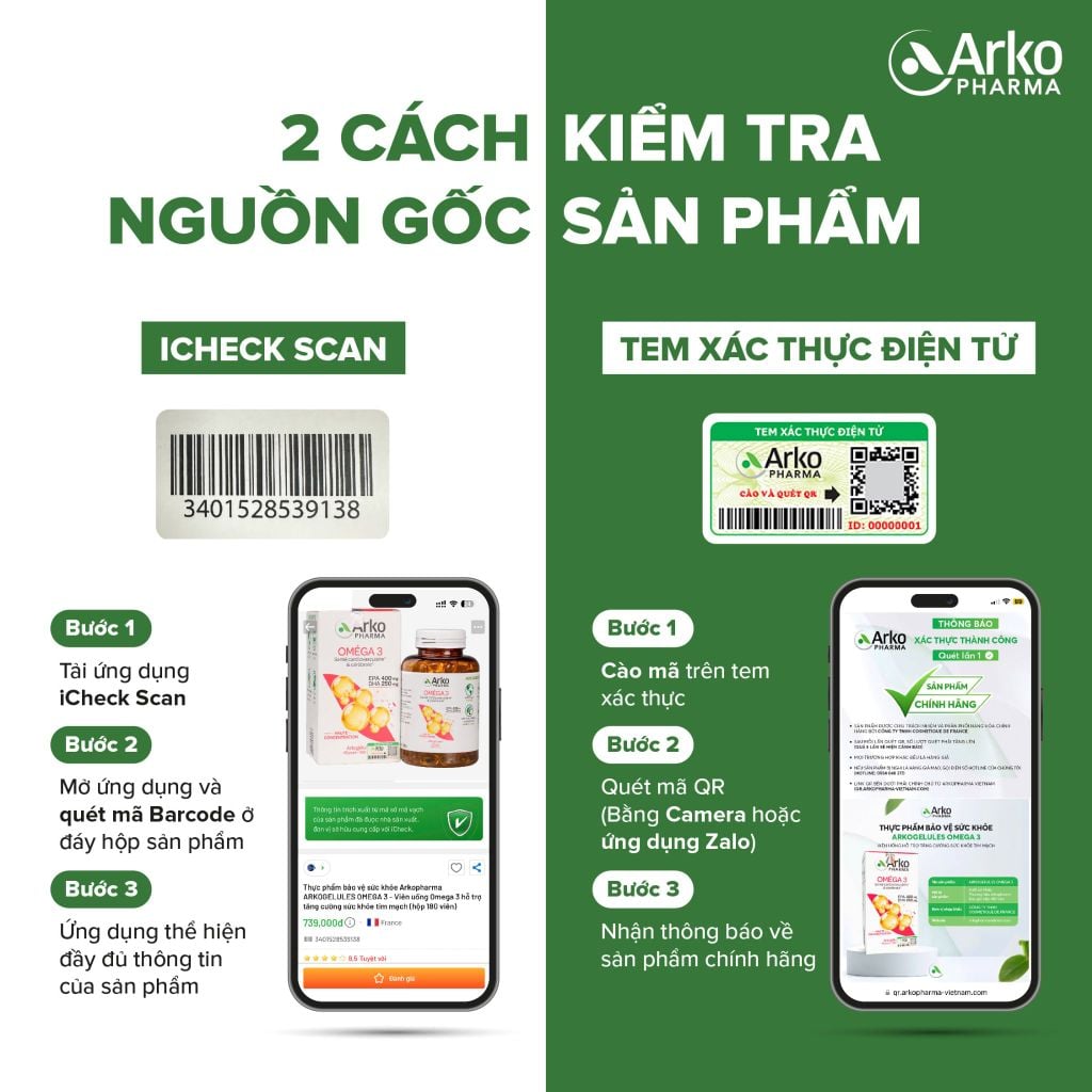 Dầu cá Omega 3 Pháp Arkopharma hỗ trợ tim mạch, não bộ, thị lực, bổ sung DHA EPA-TPBVSK ARKOGELULES OMEGA 3 (180v)