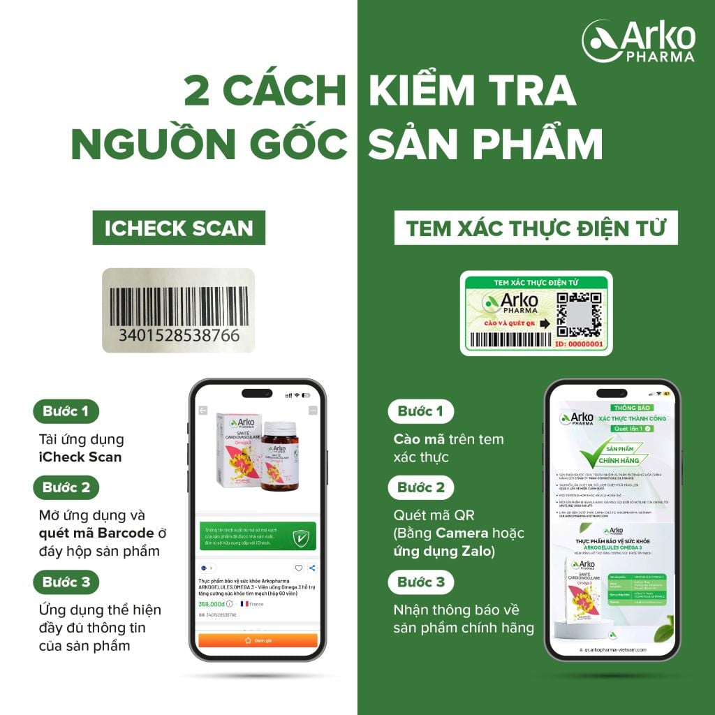 Dầu cá Omega 3 Pháp Arkopharma hỗ trợ tim mạch, não bộ, thị lực, bổ sung DHA EPA-TPBVSK ARKOGELULES OMEGA 3 (60v)