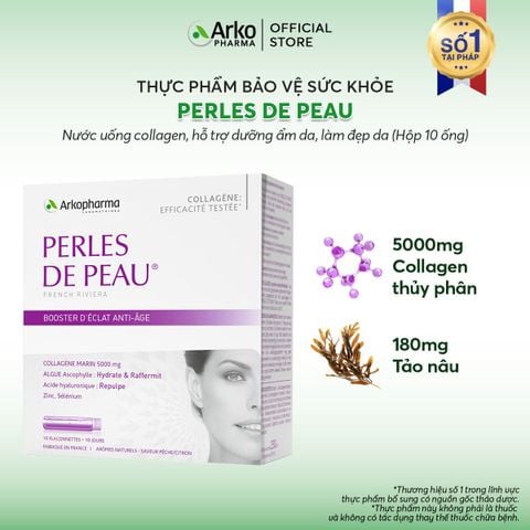 TPBVSK Arkopharma PERLES DE PEAU - Nước uống Collagen hỗ trợ dưỡng ẩm da, làm đẹp da (hộp 10 ống)
