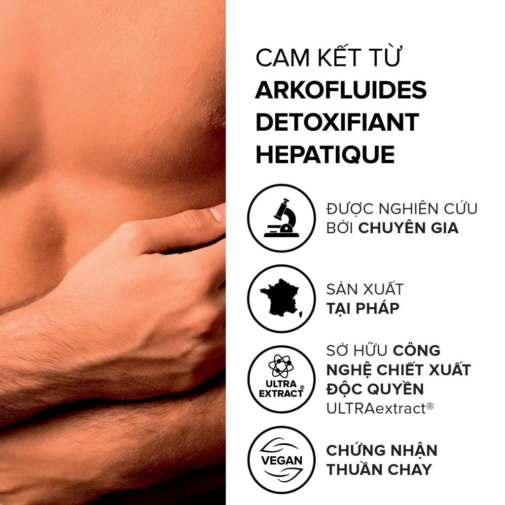 Nước uống giải độc gan Pháp Arkopharma giúp thải độc gan detox gan - TPBVSK Arkofluides Detoxifiant Hepatiqua (20 ống)