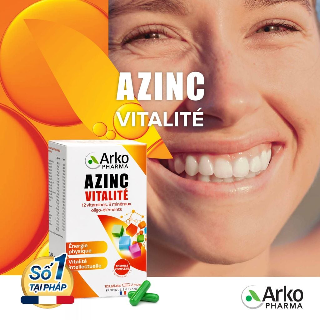 Vitamin tổng hợp Pháp Arkopharma tăng cường sức khoẻ, vitamin tổng hộp cho bầu - TPBVSK AzinC Vitalite (120v)