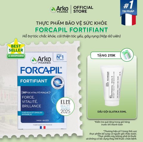 [LIVESTREAM] TPBVSK Arkopharma FORCAPIL FORTIFIANT - Viên uống hỗ trợ tóc chắc khỏe, cải thiện tóc yếu, gãy rụng (Hộp 60 viên)