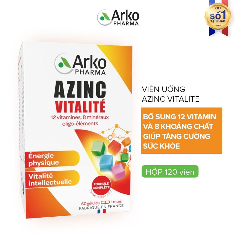 TPBVSK Arkopharma AZINC VITALITE - Viên uống bổ sung vitamin và khoáng chất tổng hợp (Hộp 120 viên)