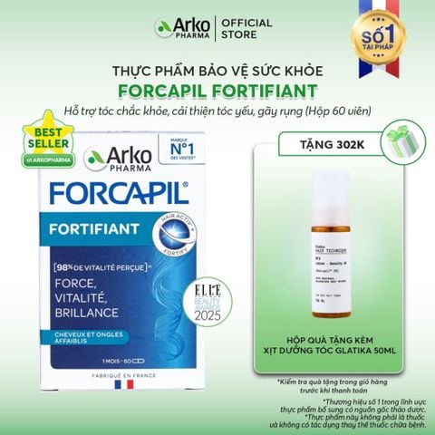 TPBVSK Arkopharma FORCAPIL FORTIFIANT - Viên uống hỗ trợ tóc chắc khỏe, cải thiện tóc yếu, gãy rụng (Hộp 60 viên)