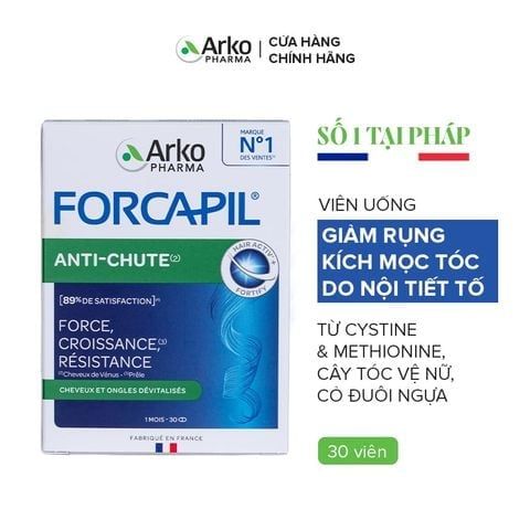 [LIVESTREAM] TPBVSK Arkopharma FORCAPIL ANTICHUTE - Viên uống hỗ trợ tóc chắc khỏe, cải thiện tóc yếu, gãy rụng (Hộp 30 viên)