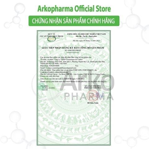 [LIVESTREAM] Combo 2 TPBVSK Arkopharma FORCAPIL FORTIFIANT - Viên uống hỗ trợ tóc chắc khỏe, cải thiện tóc yếu, gãy rụng (Hộp 60 viên)