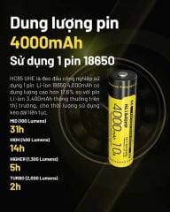 Đèn pin đội đầu NITECORE HC65 UHE sáng 2000 lumens chiếu xa 222m pin 18650 4000mAh
