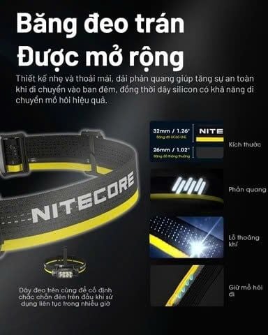 Đèn pin đội đầu NITECORE HC65 UHE sáng 2000 lumens chiếu xa 222m pin 18650 4000mAh