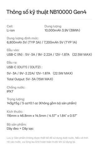 Sạc dự phòng NITECORE NB10000 Gen 4 10000 mAh sợi carbon siêu nhẹ chống nước, đèn sạc RGB