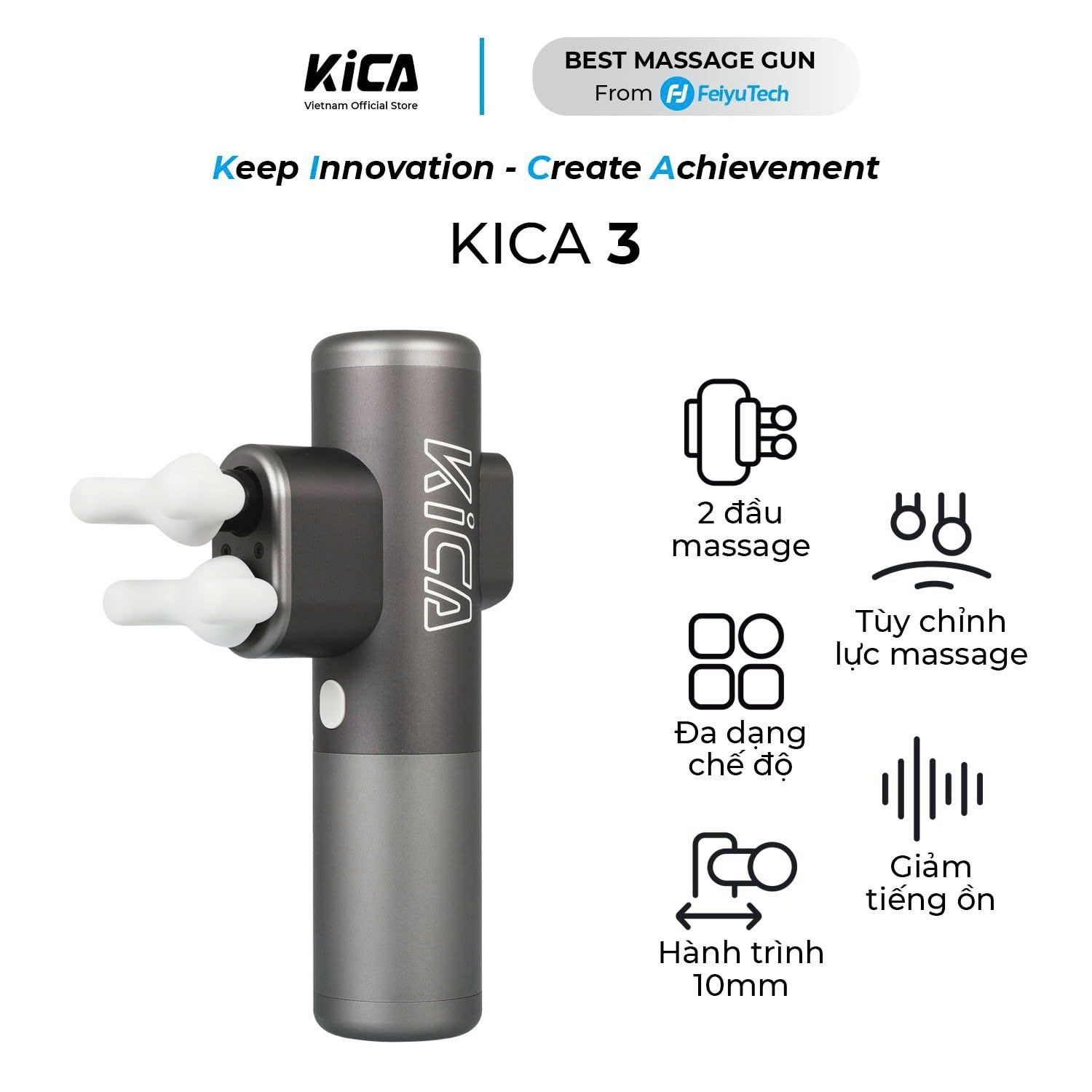 Dụng cụ massage cơ đa năng chuyên nghiệp KICA 3 - Grey/Xám