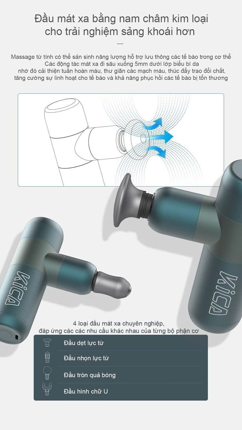 Dụng cụ massage cơ đa năng bỏ túi KiCA K2 - Màu Xanh