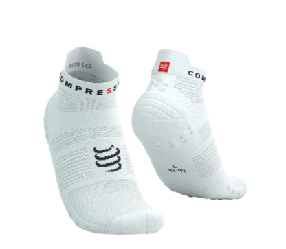 Tất chạy bộ Compressport Unisex's Pro Racing Socks v4.0 Run Low - White/Flord Blue