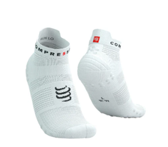 Tất chạy bộ Compressport Unisex's Pro Racing Socks v4.0 Run Low - White/Flord Blue
