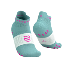 Tất chạy bộ Compressport Unisex's Pro Racing Socks v4.0 Run Low - White/Flord Blue