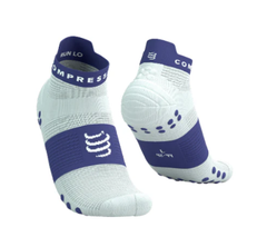 Tất chạy bộ Compressport Unisex's Pro Racing Socks v4.0 Run Low - White/Flord Blue