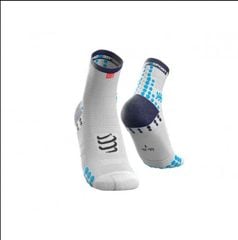 Tất chạy bộ Compressport Unisex's Pro Racing Socks v3.0 Run High - Trắng (White/Blue)