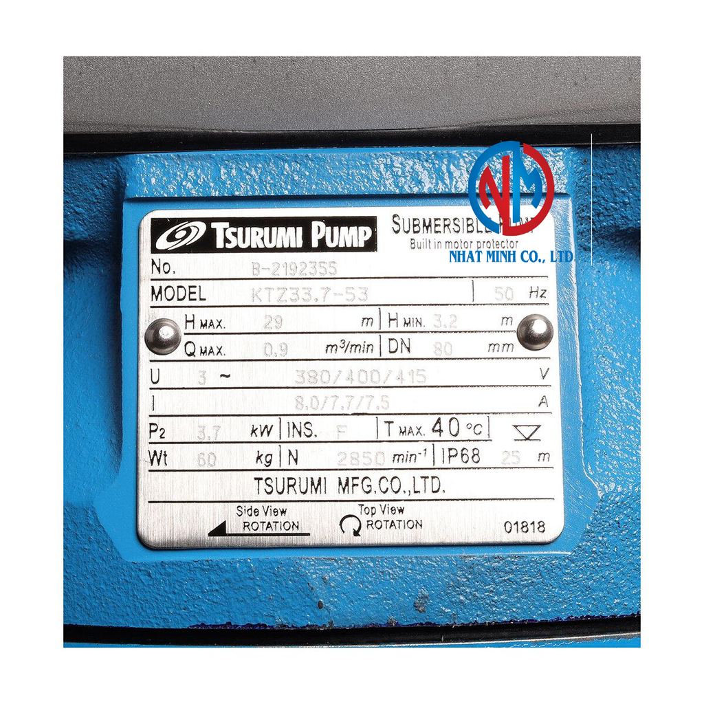 Máy bơm chìm nước thải Tsurumi KTZ33.7