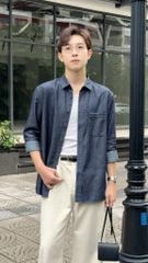 Áo sơ mi denim nam GENEROS cao cấp 010125254MF