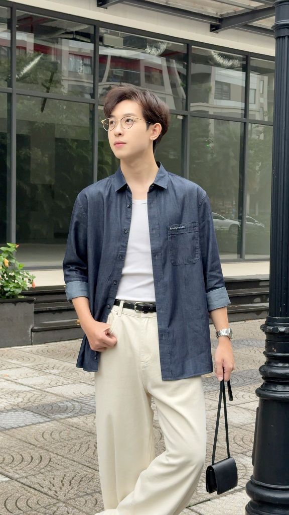 Áo sơ mi denim nam GENEROS cao cấp 010125254MF