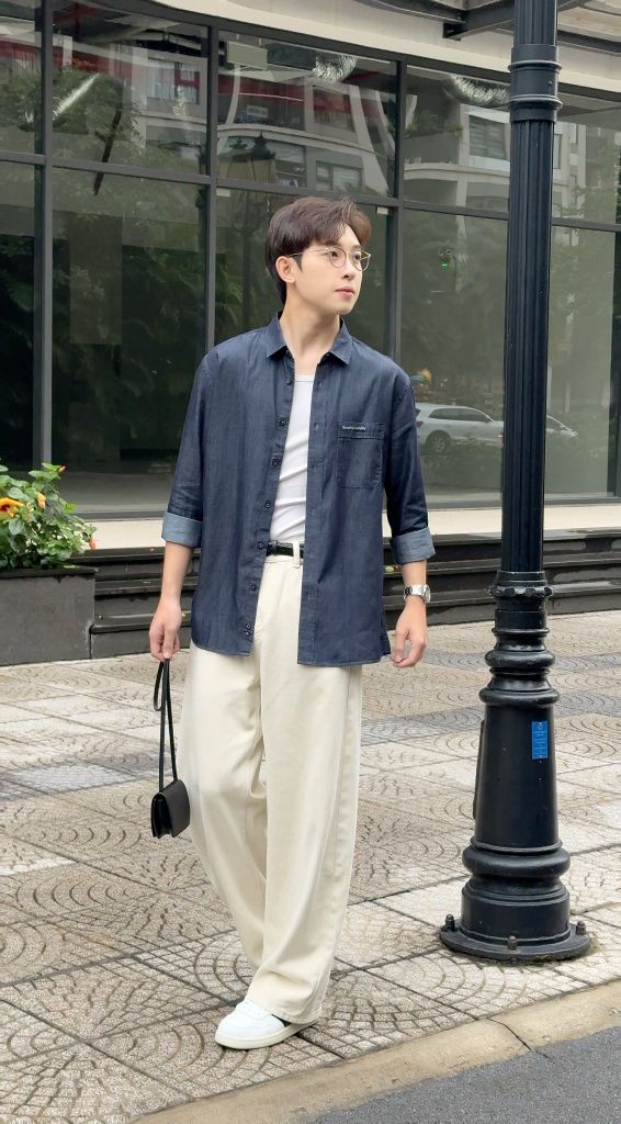 Áo sơ mi denim nam GENEROS cao cấp 010125254MF