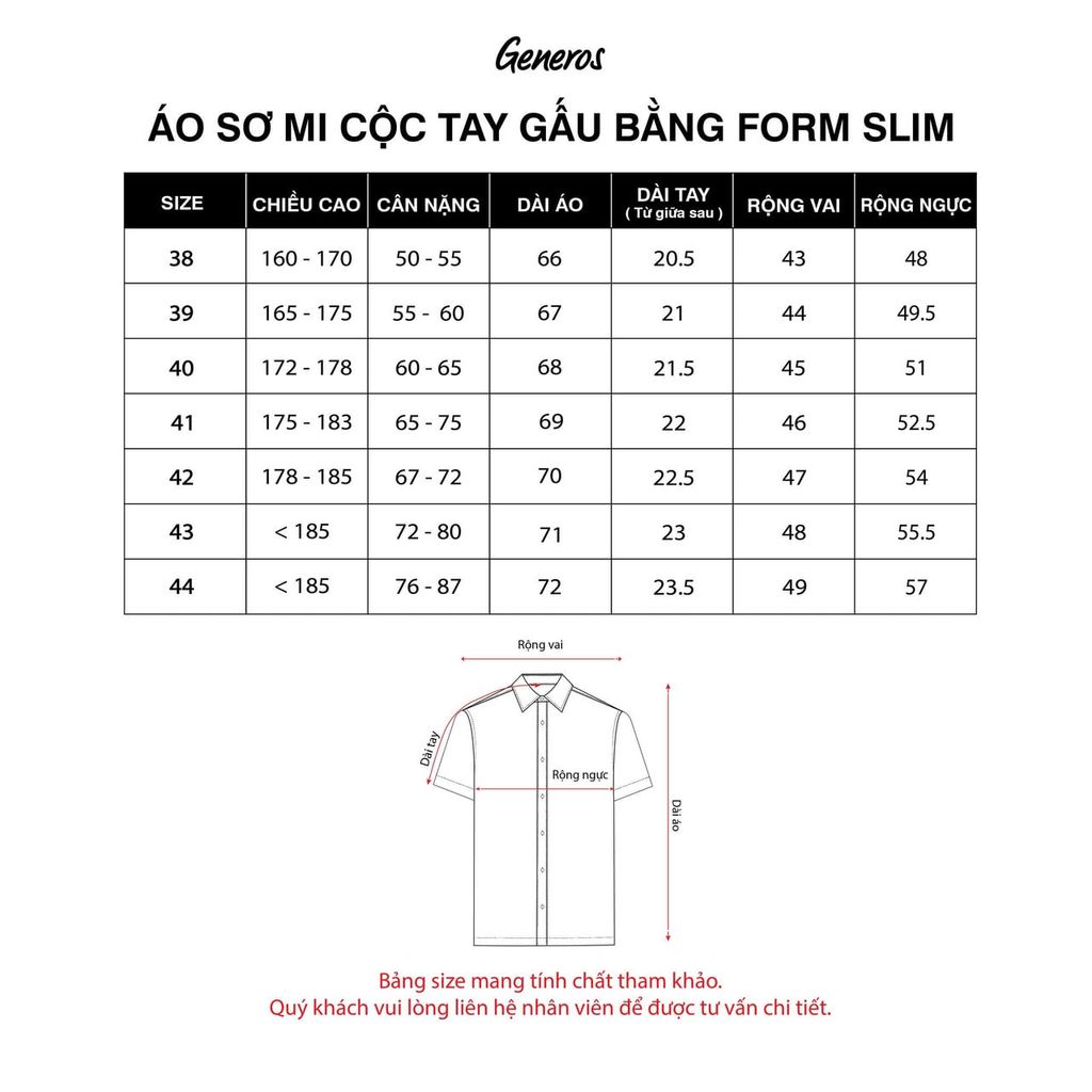 Áo Sơ Mi GENEROS Cộc Tay Slimfit 010125112MFD