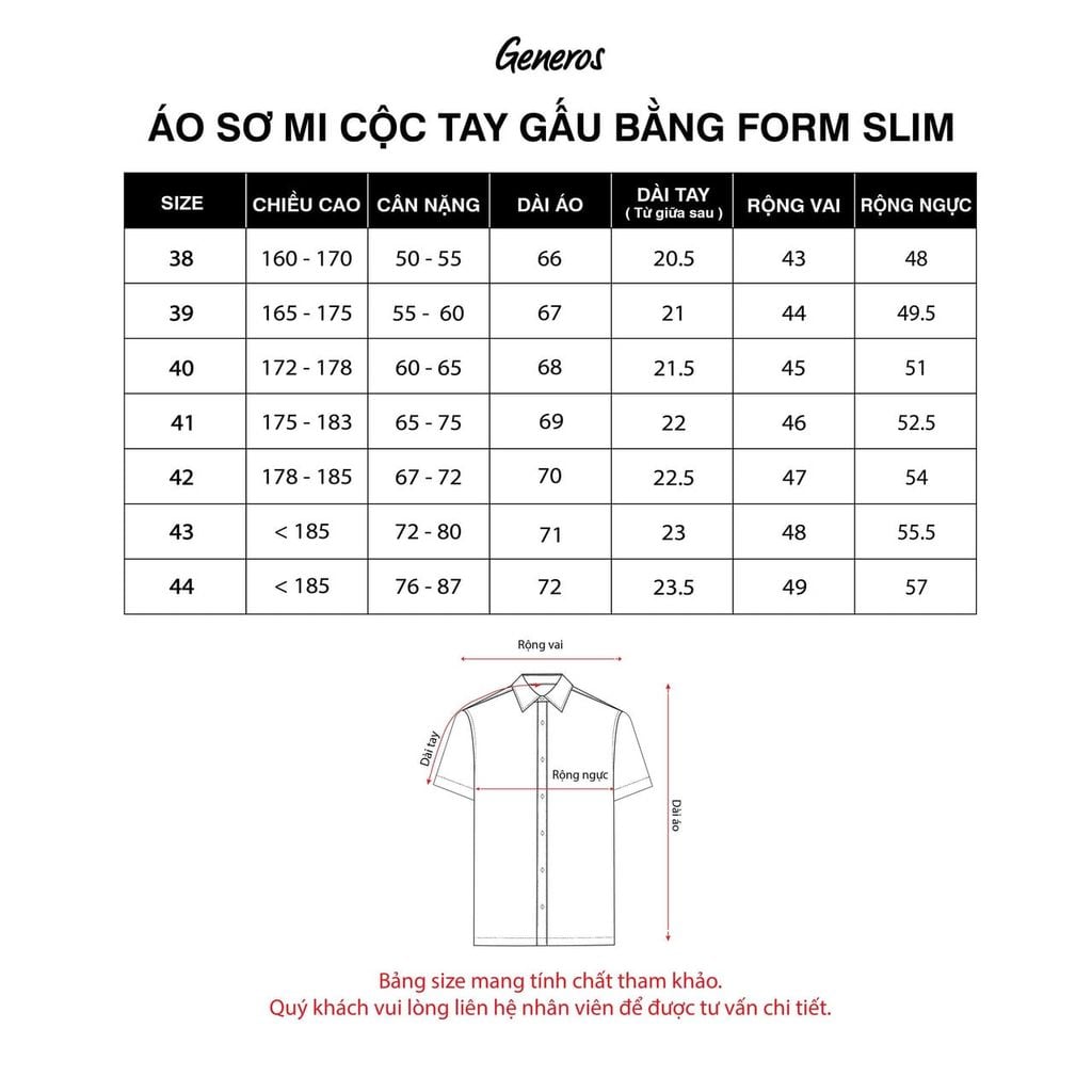 Áo Sơ Mi GENEROS Cộc Tay Slimfit 010125113MFD