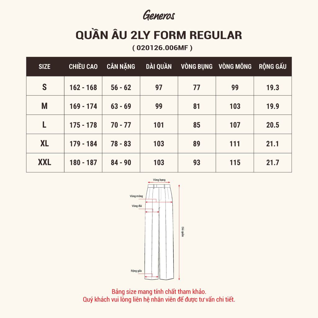 Quần Âu Nam Regular Generos MF020126006