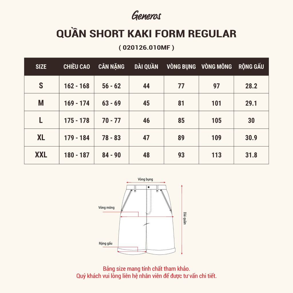 Quần Short Kaki Regular GENEROS 160126283MF