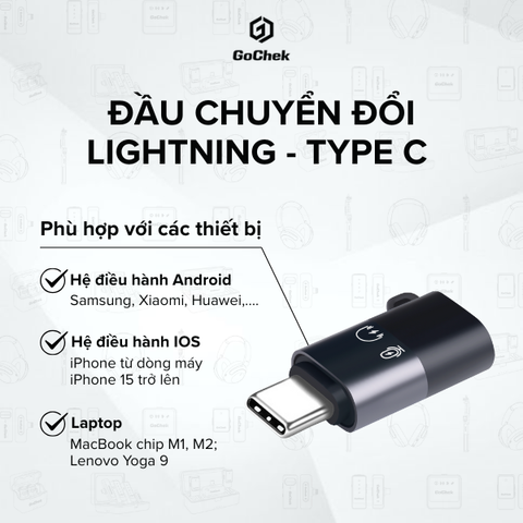  Đầu chuyển đổi từ Lightning sang Type-C cho mic thu âm không dây GoChek 