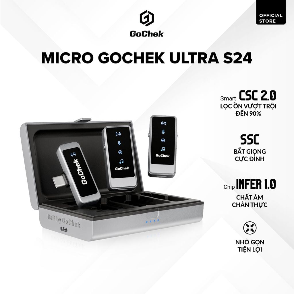Bộ micro GoChek Ultra S24 02 mic có hộp sạc