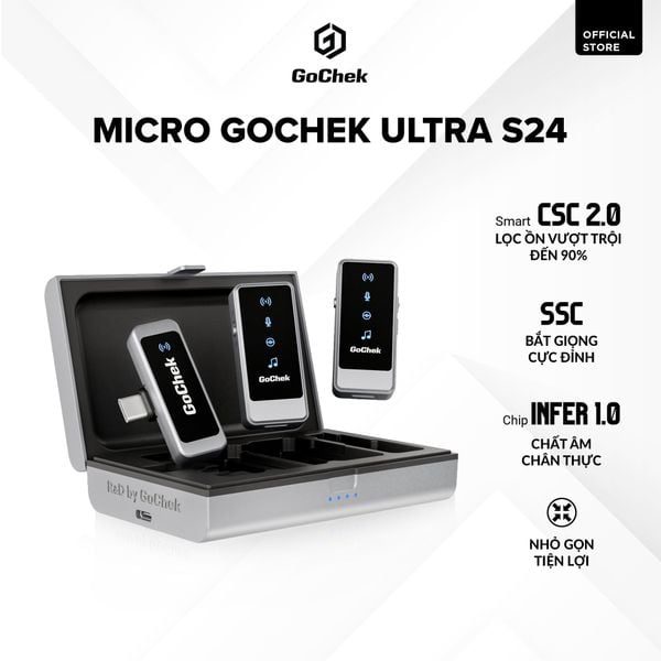 GoChek Ultra S24 – Bộ 02 mic có hộp sạc