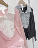  Áo tay dài phối sơ mi nhún ngực 6869 