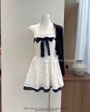  Đầm dây bi + cardigan xanh đen 511 