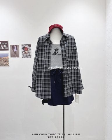  Set váy áo sơ mi caro 3 món 1317 