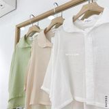  Áo so mi crop lụa gân 0528 