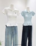  Áo polo thun nhún thêu ngựa 5905 