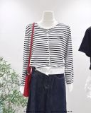  Áo cardigan kẻ sọc thêu 55002 