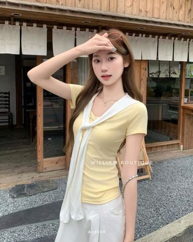  Áo thun tay ngắn cột khăn 7242 