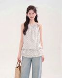  Áo dây kiểu caro cổ cột dây 80050 