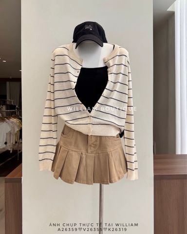  Áo cardigan dệt kim kẻ sọc 124 