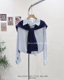  Áo sơ mi sọc + khăn len 1021 