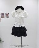  Áo kiểu chấm bi cổ bèo 4148 