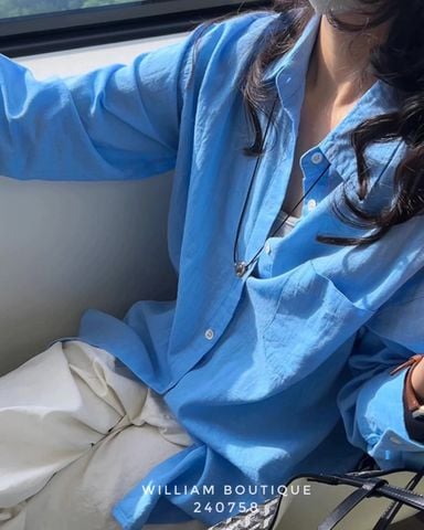  Áo sơ mi linen trơn 1 túi 3831 