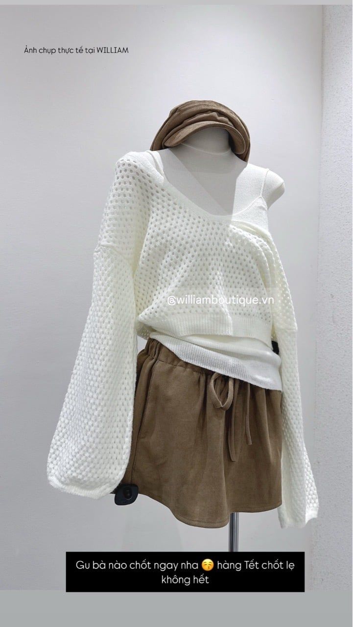  Áo len lưới tay dài + áo dây 5129 
