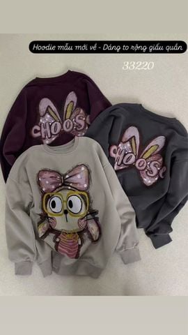  Áo hoodie rộng cún nơ CHOOSE 3322 