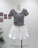  Áo thun phối bèo trắng 2515 