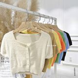  Áo len lông nút croptop 357 