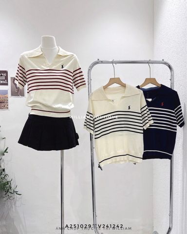  Áo dệt kim kẻ sọc thêu ngựa 8712 